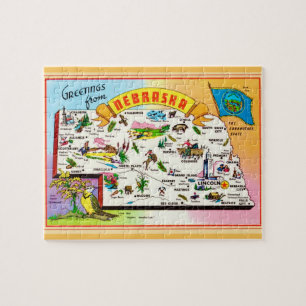 Nebraska Postcard Karte Jigsaw Puzzle