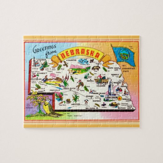 Nebraska Postcard Karte Jigsaw Puzzle (Horizontal)
