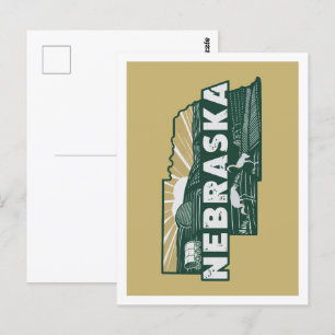 Nebraska Retro-Reise-Design ikonischer US-Bundesst Postkarte