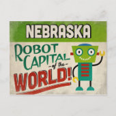 Nebraska Robot - Funny Vintag Postkarte (Vorderseite)
