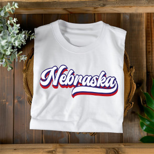 Nebraska Rot Weiß Blau Vintage-Script-T-Shirt T-Shirt