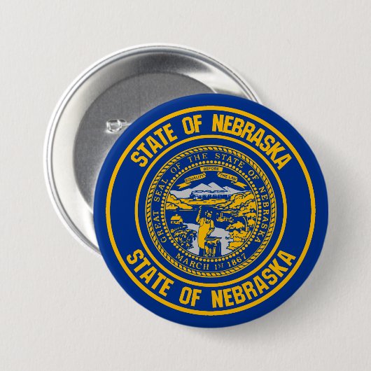 Nebraska Round Emblem Button (Vorne & Hinten)