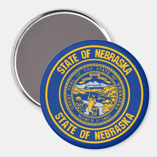 Nebraska Round Emblem Magnet (Vorderseite/Rückseite)