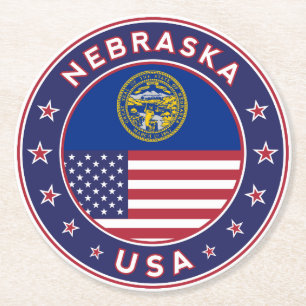 Nebraska Runder Pappuntersetzer