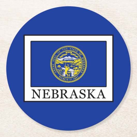 Nebraska Runder Pappuntersetzer (Vorderseite)