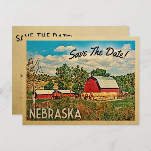 Nebraska Save the Date Bauernhof Rustikal Ankündigungspostkarte (Vorne/Hinten)