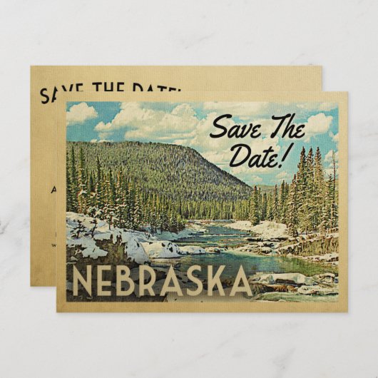 Nebraska Save the Date Fluss Snow Ankündigungspostkarte (Vorne/Hinten)