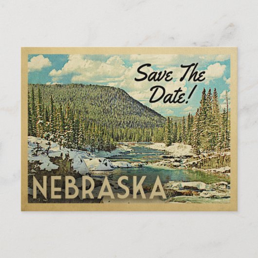 Nebraska Save the Date Fluss Snow Ankündigungspostkarte (Vorderseite)