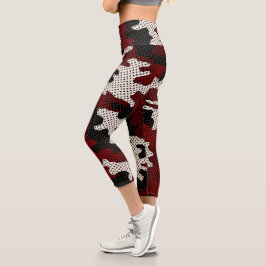 Nebraska Scarlet & Cream Cornfield Camo  Capri Leggings