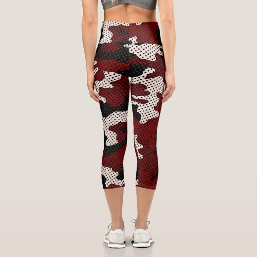 Nebraska Scarlet & Cream Cornfield Camo Capri Leggings (Rückseite)