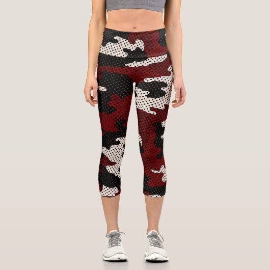 Nebraska Scarlet & Cream Cornfield Camo Capri Leggings (Vorderseite)