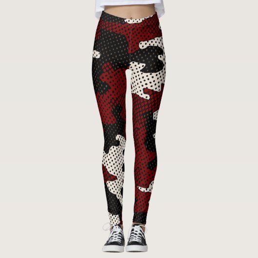 Nebraska Scarlet & Cream Cornfield Camo  Leggings (Vorderseite)