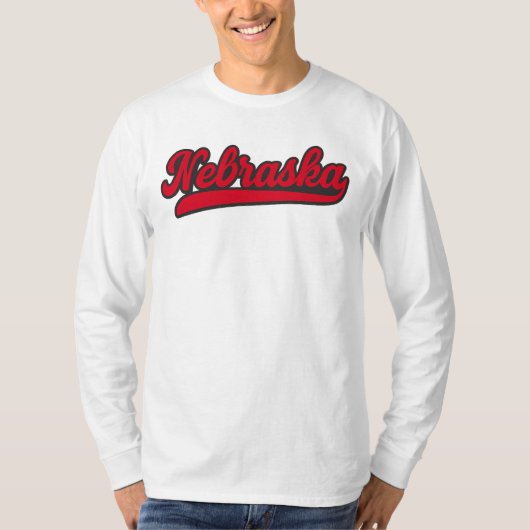 Nebraska-Script-Logo | Retro Red Staatsstolz T-Shirt (Vorderseite)