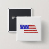 Nebraska Shaped American Flag Button (Vorne & Hinten)