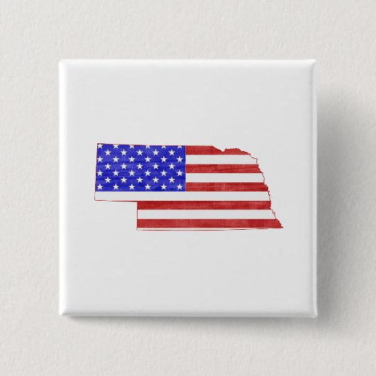 Nebraska Shaped American Flag Button (Vorderseite)