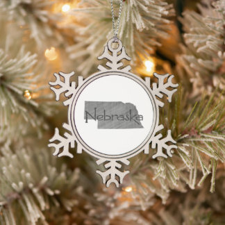 Nebraska Shaped Gray Textured Chalkboard Schneeflocken Zinn-Ornament