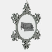 Nebraska Shaped Gray Textured Chalkboard Schneeflocken Zinn-Ornament (Links)
