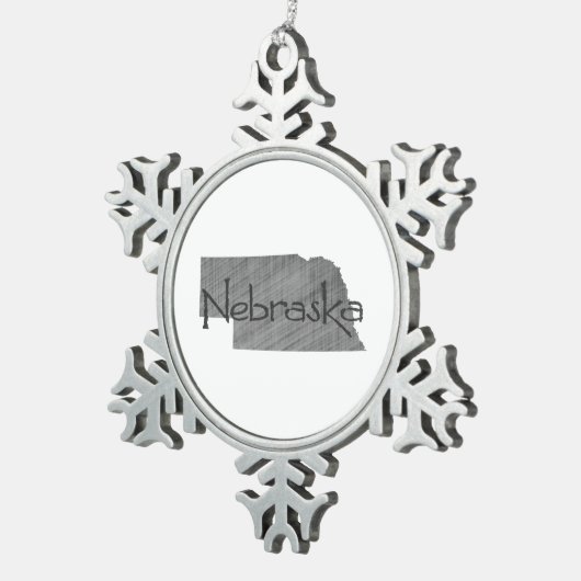Nebraska Shaped Gray Textured Chalkboard Schneeflocken Zinn-Ornament (Rechts)