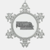 Nebraska Shaped Gray Textured Chalkboard Schneeflocken Zinn-Ornament (Vorderseite)