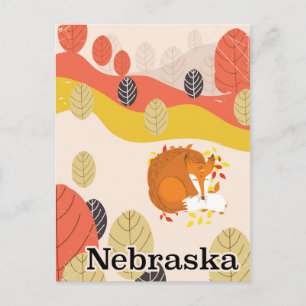 Nebraska Sleeping Fox Vintage Reiseplakat Postkarte