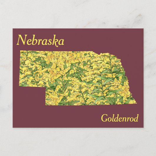 Nebraska Staat Blume Collage Map Postkarte (Vorderseite)