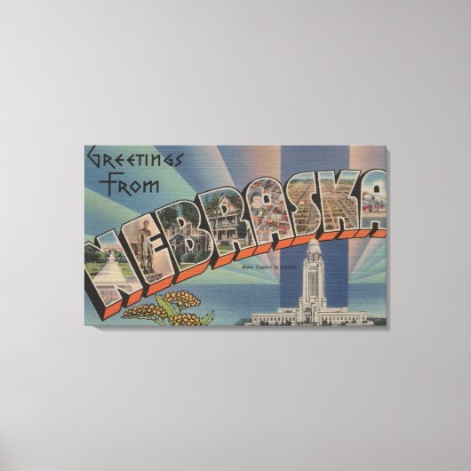 Nebraska (Staat Hauptstadt/Blume) Leinwanddruck (Vorderseite)