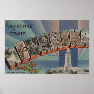 Nebraska (Staat Hauptstadt/Blume) Poster