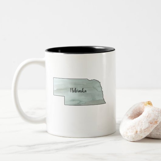 Nebraska Staat Illustration Zweifarbige Tasse (Mit Donut)