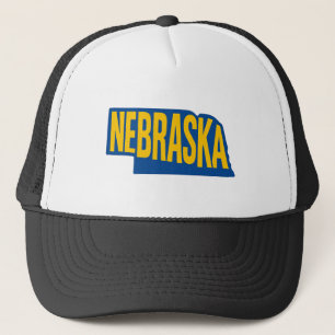 Nebraska Staat Kontur Bold Yellow & Blue Modern Truckerkappe