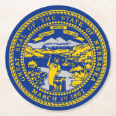 Nebraska Staat Map Cornhusker stolz Runder Pappuntersetzer (Vorderseite)