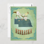 Nebraska Staat Map - Green Postkarte (Vorne/Hinten)