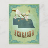 Nebraska Staat Map - Green Postkarte (Vorderseite)