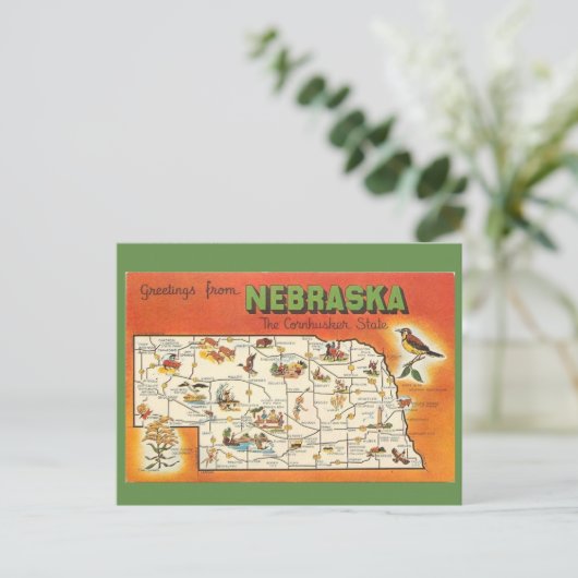 Nebraska Staat Map Postkarte (Stehend Vorderseite)