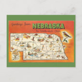 Nebraska Staat Map Postkarte (Vorderseite)