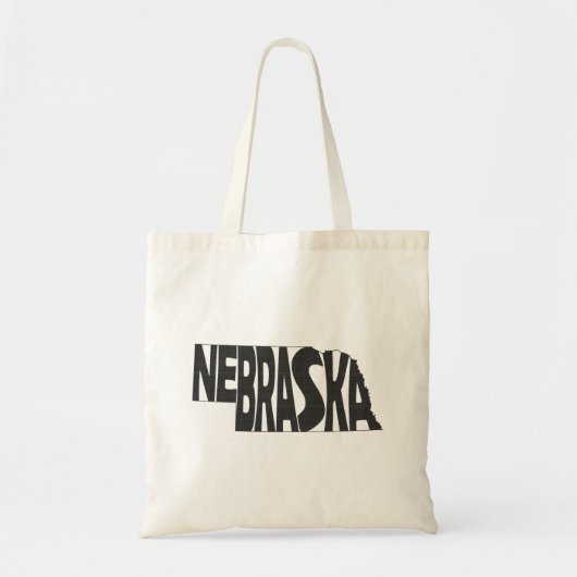 Nebraska Staat Map Shaped Name Word Art Black Tragetasche (Vorne)