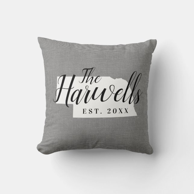 Nebraska Staat Monogram Kissen (Vorderseite)