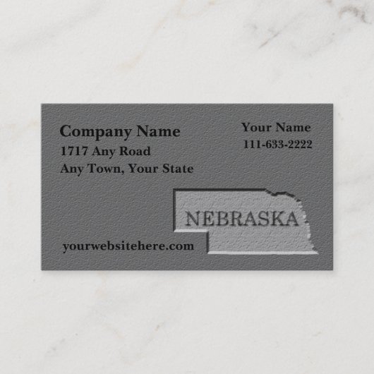 Nebraska Staat Visitenkarte geschnitzter Stein Aus (Vorderseite)