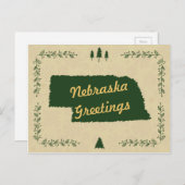Nebraska Staat Weihnachtsfeiertage Gruß Feiertagspostkarte (Vorne/Hinten)