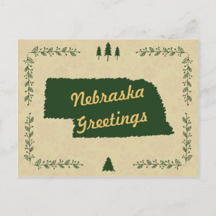 Nebraska Staat Weihnachtsfeiertage Gruß Feiertagspostkarte
