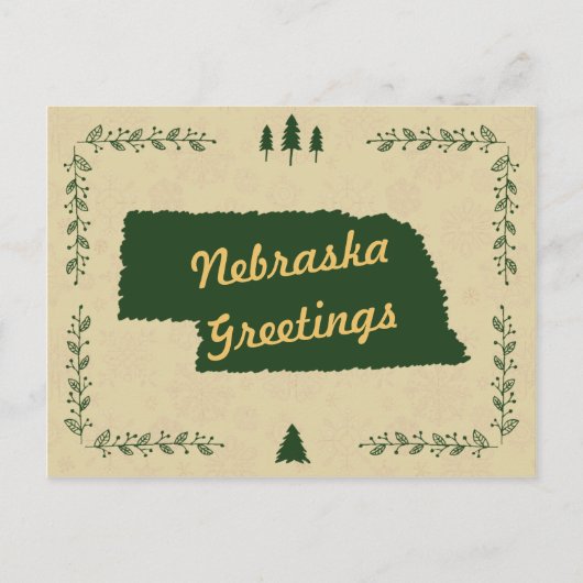 Nebraska Staat Weihnachtsfeiertage Gruß Feiertagspostkarte (Vorderseite)