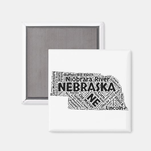Nebraska Staat Word Cloud Magnet (Vorderseite/Rückseite)