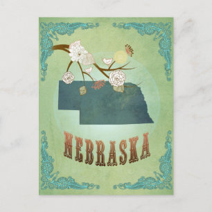 Nebraska-Staatskarte – Grün Postkarte