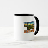 Nebraska Tattoo Style Outline with Cornfields Tasse (VorderseiteRechts)
