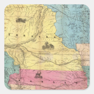 Nebraska und Kansas 3 Quadratischer Aufkleber