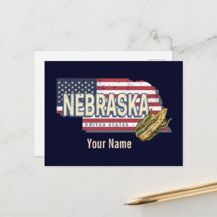 Nebraska United Staaten Retro Staat Map Vintag USA Feiertagspostkarte
