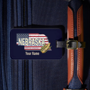 Nebraska United Staaten Retro Staat Map Vintag USA Gepäckanhänger