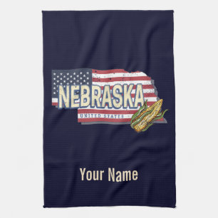 Nebraska United Staaten Retro Staat Map Vintag USA Geschirrtuch