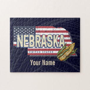 Nebraska United Staaten Retro Staat Map Vintag USA Puzzle