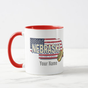 Nebraska United Staaten Retro Staat Map Vintag USA Tasse