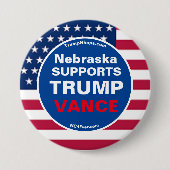 Nebraska UNTERSTÜTZT TRUMP VANCE Button (Vorderseite)